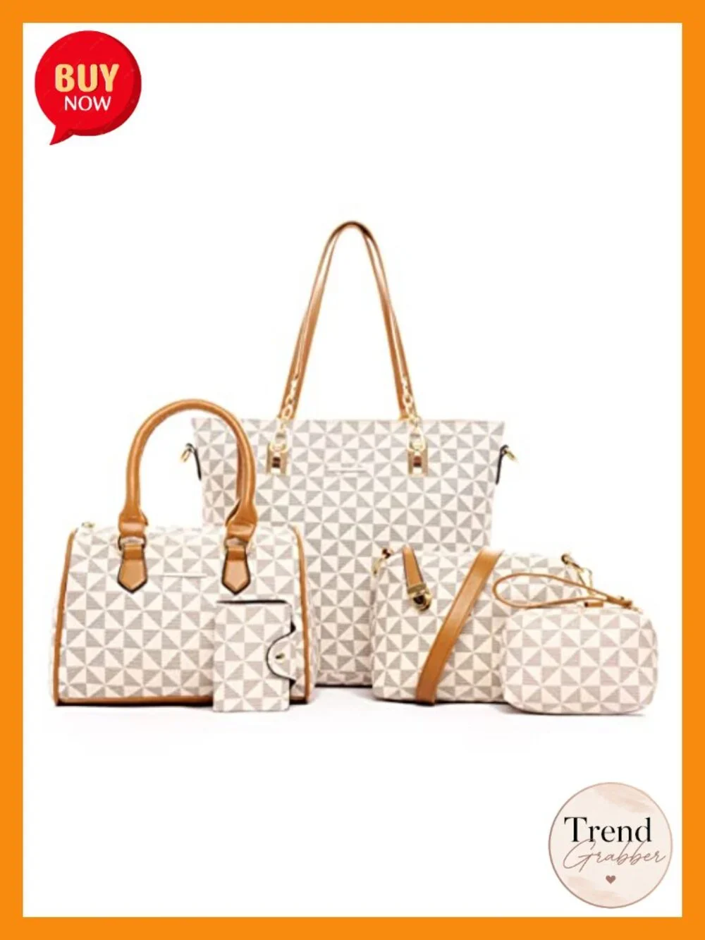 6-Piece Faux Leather Satchel & Tote Set with Wallets